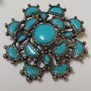 Vintage Turquoise Brooch Signed NYT